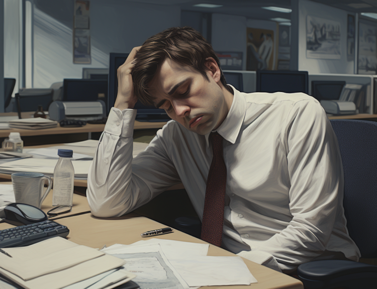 zmęczony mężczyzna w biurze